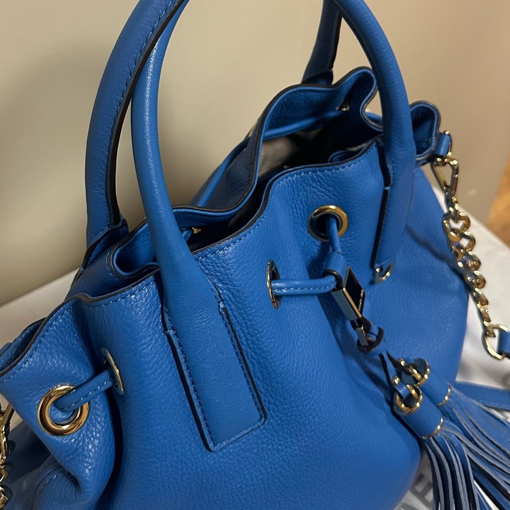 Like New Blue Michael Kors Camden Drawstring Satchel Bag - Picture 8 of 12